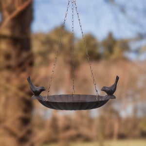 Fallen Fruits Hanging Cast Iron Bird Bath With 2 Birds