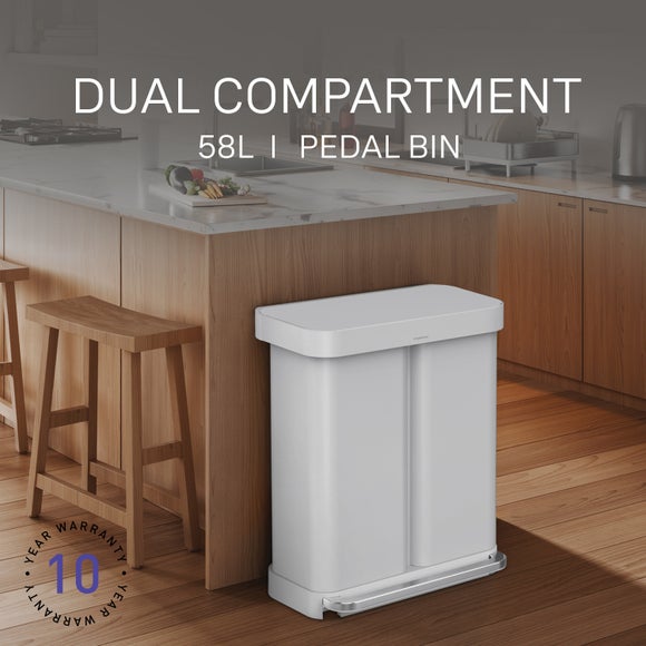 Simplehuman 58L Stainless Steel Dual Compartment Pedal Bin