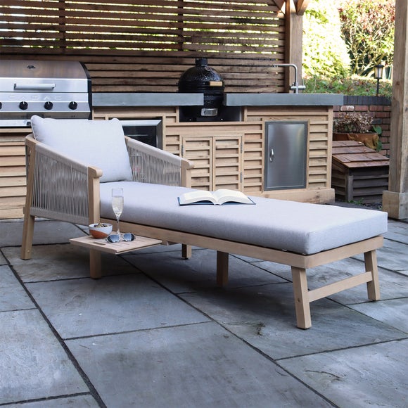 Amir Roma Sunlounger With Pull Out Side Table