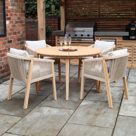 Amir Roma 4 Seater Outdoor Dining Set With Black Granite Insert