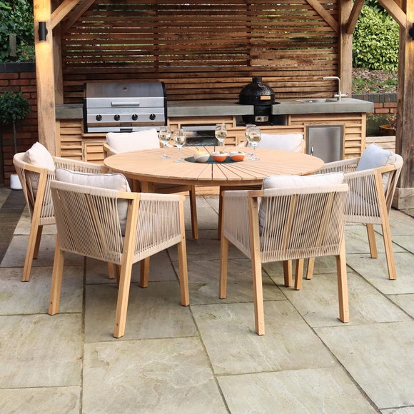 Amir Roma 6 Seater Outdoor Dining Set With Black Granite Insert