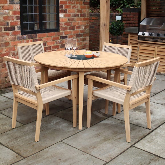 Amir Roma 4 Seater Outdoor Stacking Set With Black Granite Insert