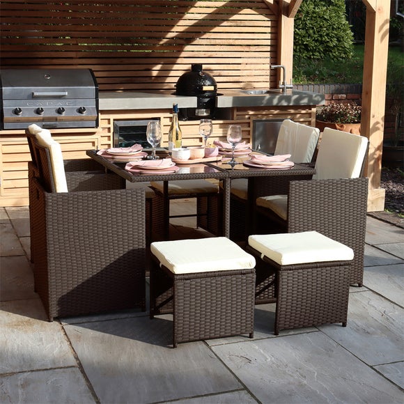 Amir Nevada 4 Seater Outdoor Cube Dining Set