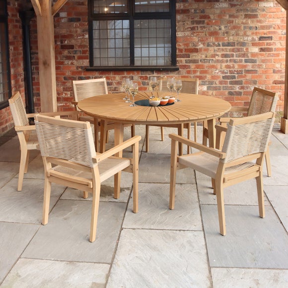Amir Roma 6 Seater Outdoor Stacking Set With Black Granite Insert