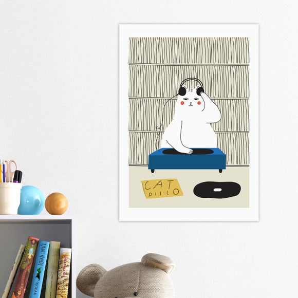 East End Prints Disco Cat by Seekprint Print