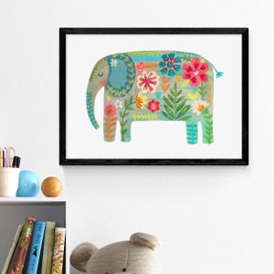 East End Prints Floral Elephant By Darcie Olley Print