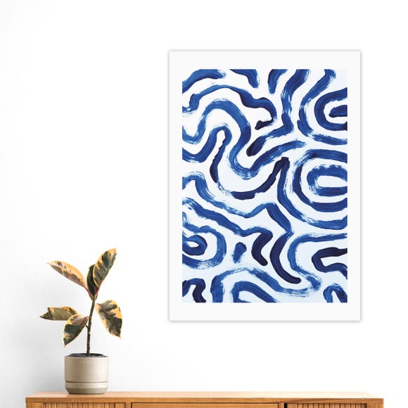 East End Prints Blue Minimal by Dan Hobday Print
