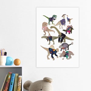 East End Prints Dinosaurs In 80s Jumpers By Hanna Melin Print