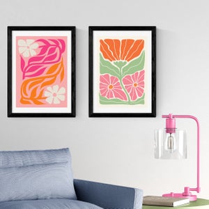 East End Prints Set Of 2 Orange And Pink Botanicals By Luxe Poster Co Prints