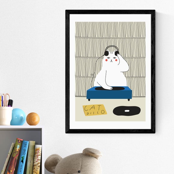 East End Prints Disco Cat by Seekprint Print