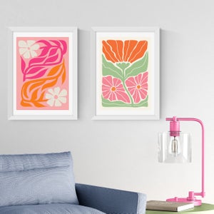 East End Prints Set Of 2 Orange And Pink Botanicals By Luxe Poster Co Prints