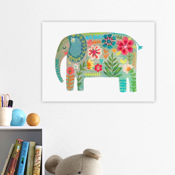 Photo of East End Prints Floral Elephant By Darcie Olley Print