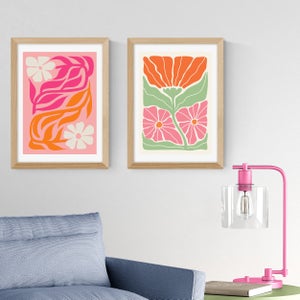 East End Prints Set Of 2 Orange And Pink Botanicals By Luxe Poster Co Prints