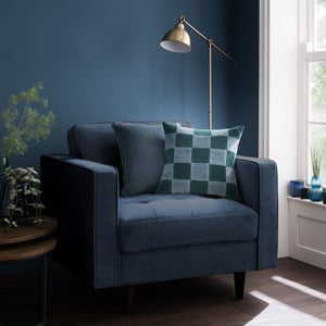 Clara Cubed Patchwork Cotton Velvet Square Cushion
