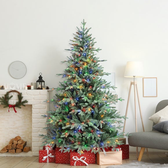 7ft Pre-Lit Multicoloured LED Baytown Fir Christmas Tree