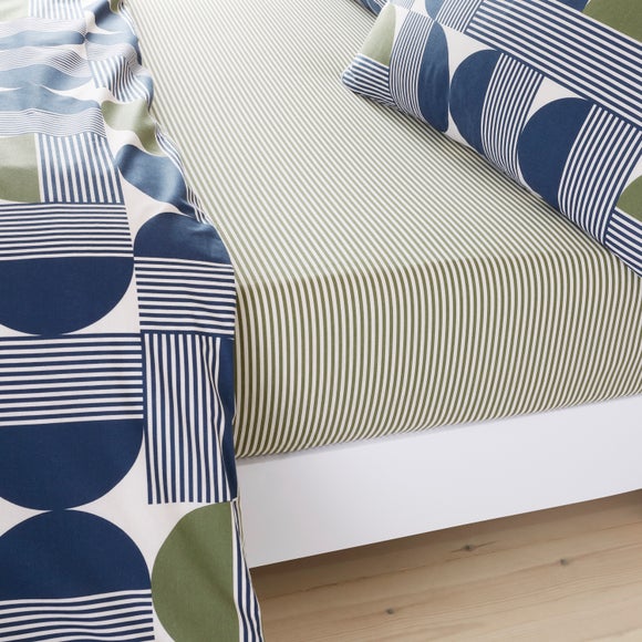 Bromley Modern Geo 100% Cotton Fitted Sheet