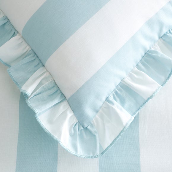 Emmy Frilled Stripe 100% Cotton Duvet Cover & Pillowcase Set Green undefined