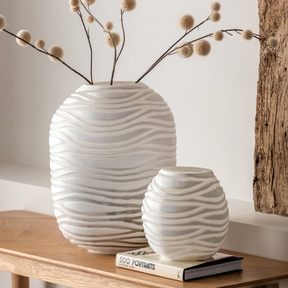 Cedar & Sage Andorra Hand Blown Carved Glass Vase