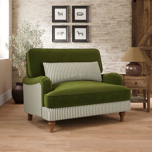 Click to view product details and reviews for Beatrice Ii Woven Stripe Velvet Mix Snuggle Chair.