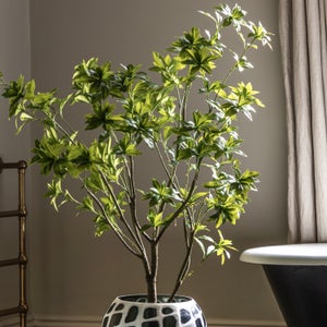 Cedar & Sage Artificial Pierisjaponica Tree In Black Plant Pot