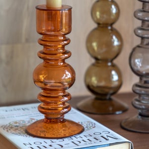 Cedar & Sage Amber Movera Glass Taper Candlestick Holder
