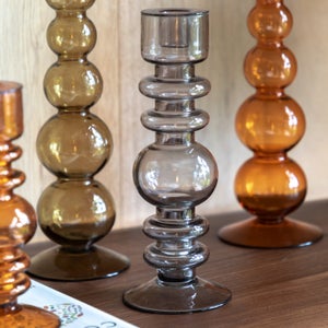 Cedar & Sage Amber Movera Glass Taper Candlestick Holder