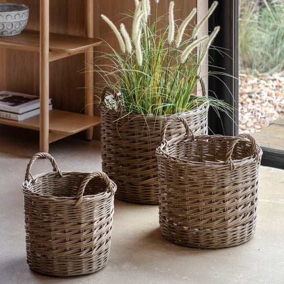 Photo of cedar & sage set of 3 hand woven willow storage baskets