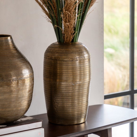 Cedar & Sage Zahara Hammered Aluminium Antique Vase