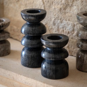 Cedar & Sage Set Of 2 Azuaga Marble Candlestick Holders