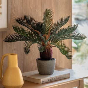 Cedar & Sage Artificial Wide Palm In Concrete Pot