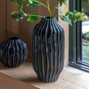 Cedar & Sage Organic Ribbed Ceramic Vase