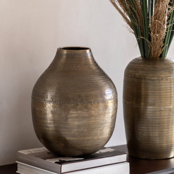 Photo of cedar & sage zahara hammered aluminium antique vase
