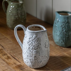 Cedar & Sage Meadow Embossed Ceramic Jug Vase