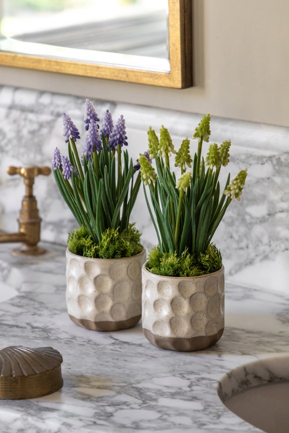 Cedar & Sage Set Of 2 Artificial Hydrangea In Ceramic Pots