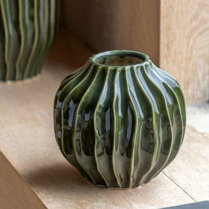 Cedar & Sage Organic Ribbed Ceramic Vase