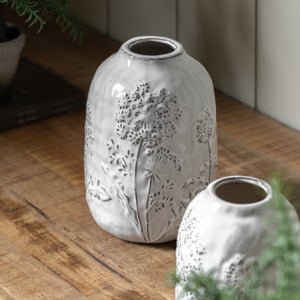 Cedar & Sage Meadow Embossed Ceramic Stone Vase