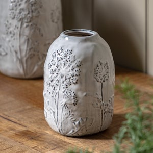 Cedar & Sage Meadow Embossed Ceramic Stone Vase
