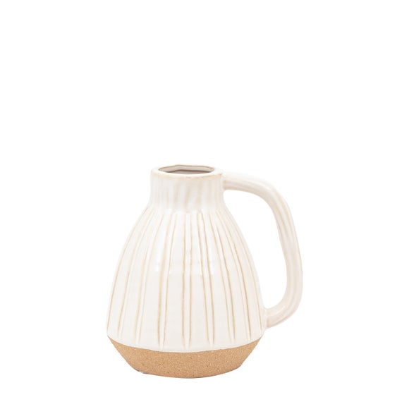 Cedar & Sage Cromer Ceramic Handled White Vase