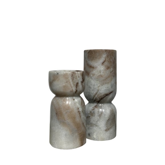 Set of 2 Taraza Marble Candlestick Holders