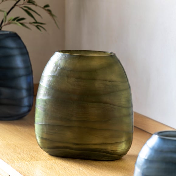 Cedar & Sage Sintra Hand Blown Carved Glass Vase