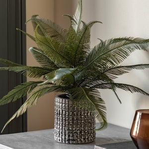 Cedar & Sage Artificial Wide Fern In Concrete Pot