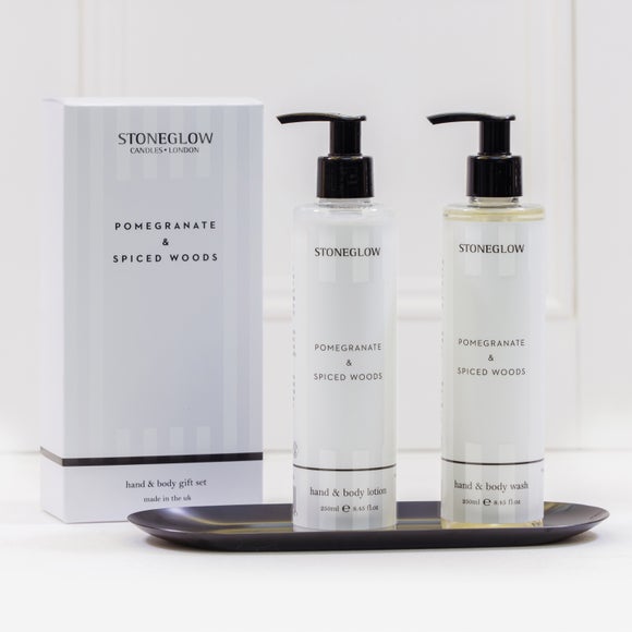 View Stoneglow Pomegranate & Spiced Woods Hand & Body Wash & Lotion Gift Set View Stoneglow Pomegranate & Spiced Woods Hand & Body Wash & Lotion Gift Set