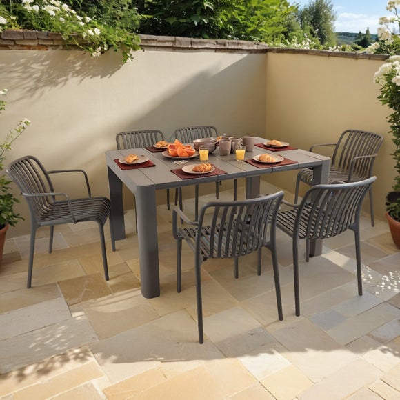 Modura Henrik Rectangular Dining Table With 6 Alma Armchairs
