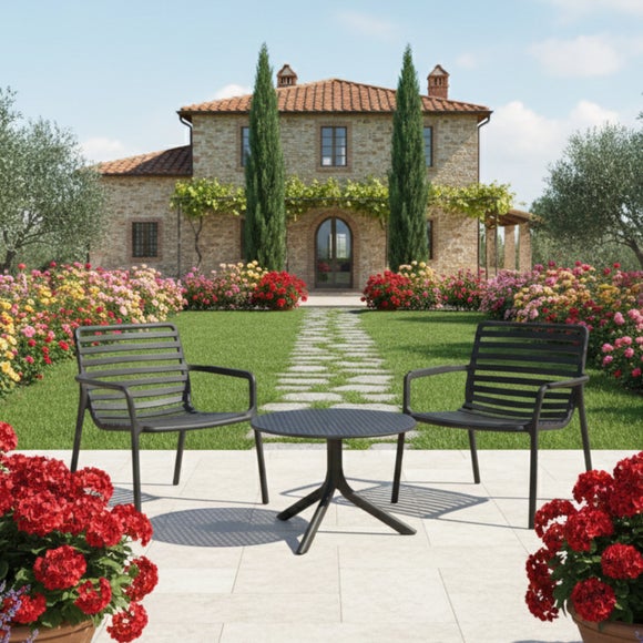 View Nardi Step Low Round Table With 2 Doga Relax Chairs View Nardi Step Low Round Table With 2 Doga Relax Chairs
