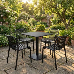 Modura Albin Square Table With 4 Alma Armchairs