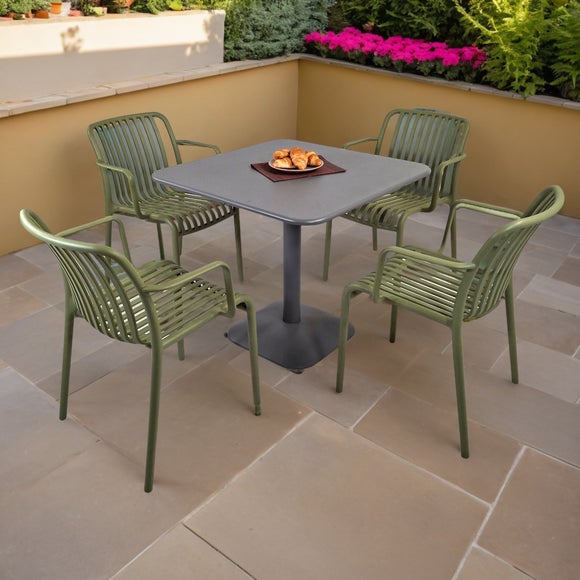 Click to view product details and reviews for Modura Albin Square Table With 4 Alma Armchairs.