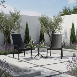 Nardi Step Low Round Table With 2 Net Lounge Chairs