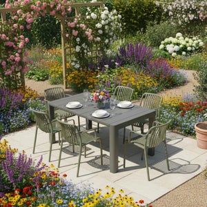 Modura Henrik Rectangular Dining Table With 6 Alma Armchairs