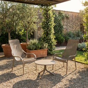 Nardi Step Low Round Table With 2 Net Lounge Chairs