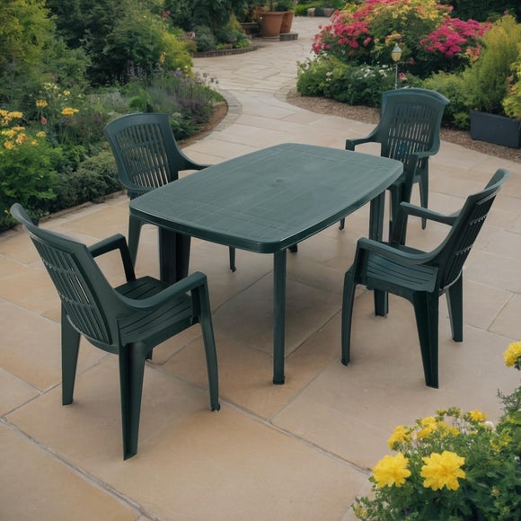 Trabella Aurora Rectangular Patio Table With 4 Bonnie Chairs